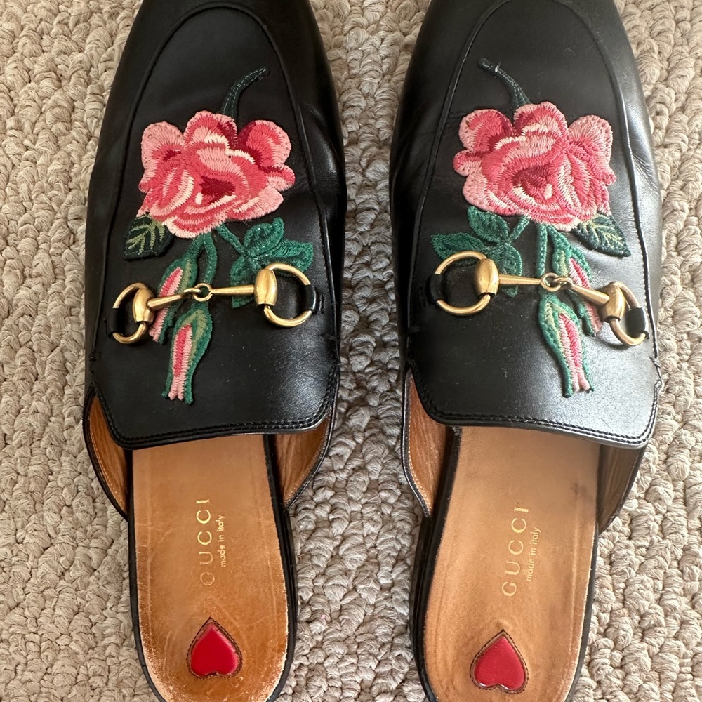 Gucci horsebit flower mule Size 41